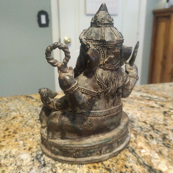 Antique Old Buddhism Bronze Ganapati Ganesh Lord Ganesha Elephant Buddha Statue - Picture 3 of 10
